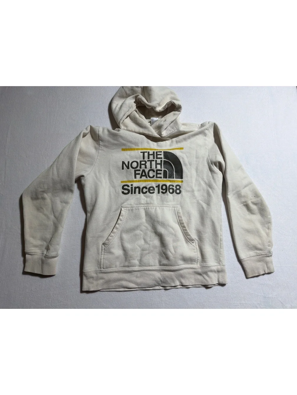 The North Face Men’s Medium Hoodie Since 1968 Logo Beige Pullover Sweatshirt